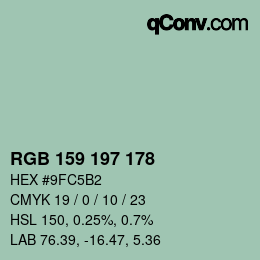 カラーコード: RGB 159 197 178 | qconv.com