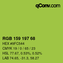 Color code: RGB 159 197 68 | qconv.com