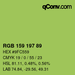 Color code: RGB 159 197 89 | qconv.com