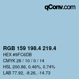 カラーコード: RGB 159 198.4 219.4 | qconv.com