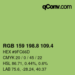 カラーコード: RGB 159 198.8 109.4 | qconv.com
