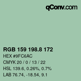 カラーコード: RGB 159 198.8 172 | qconv.com