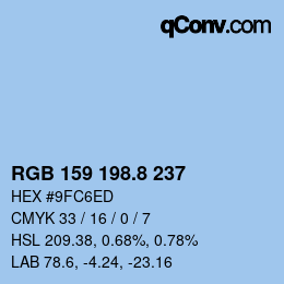 カラーコード: RGB 159 198.8 237 | qconv.com