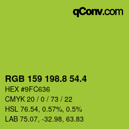 カラーコード: RGB 159 198.8 54.4 | qconv.com