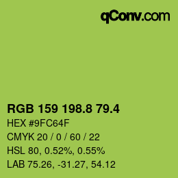 カラーコード: RGB 159 198.8 79.4 | qconv.com