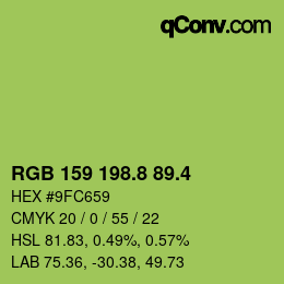 カラーコード: RGB 159 198.8 89.4 | qconv.com