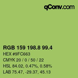 カラーコード: RGB 159 198.8 99.4 | qconv.com