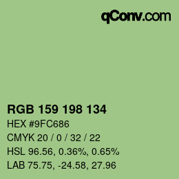 Color code: RGB 159 198 134 | qconv.com