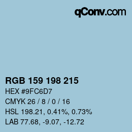 颜色代码: RGB 159 198 215 | qconv.com