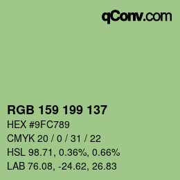 カラーコード: RGB 159 199 137 | qconv.com