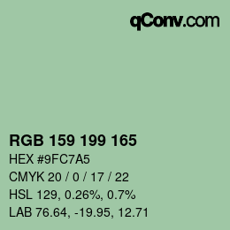Color code: RGB 159 199 165 | qconv.com
