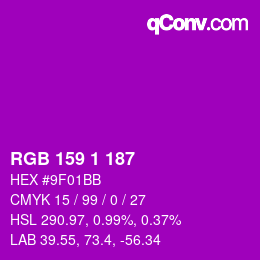 Color code: RGB 159 1 187 | qconv.com