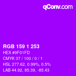Color code: RGB 159 1 253 | qconv.com