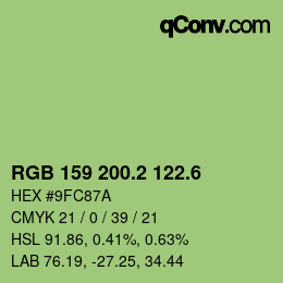 カラーコード: RGB 159 200.2 122.6 | qconv.com