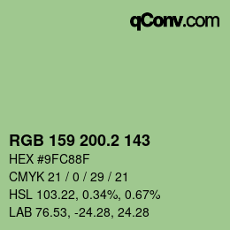 カラーコード: RGB 159 200.2 143 | qconv.com
