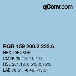 カラーコード: RGB 159 200.2 222.6 | qconv.com