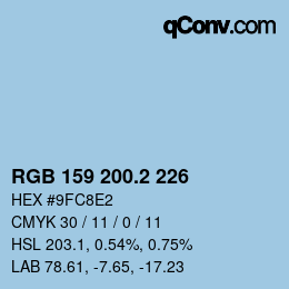 カラーコード: RGB 159 200.2 226 | qconv.com