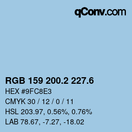 カラーコード: RGB 159 200.2 227.6 | qconv.com