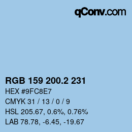 カラーコード: RGB 159 200.2 231 | qconv.com