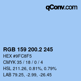 カラーコード: RGB 159 200.2 245 | qconv.com