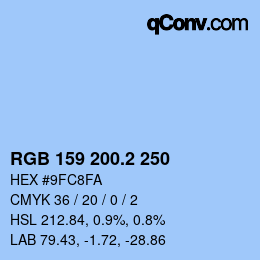 カラーコード: RGB 159 200.2 250 | qconv.com