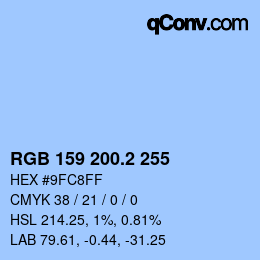 カラーコード: RGB 159 200.2 255 | qconv.com