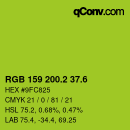 カラーコード: RGB 159 200.2 37.6 | qconv.com