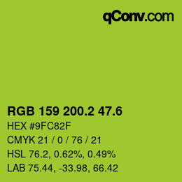 カラーコード: RGB 159 200.2 47.6 | qconv.com