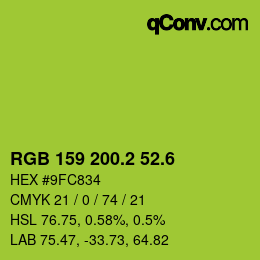 カラーコード: RGB 159 200.2 52.6 | qconv.com