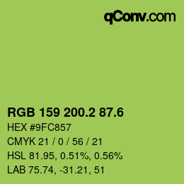 カラーコード: RGB 159 200.2 87.6 | qconv.com