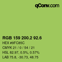 カラーコード: RGB 159 200.2 92.6 | qconv.com