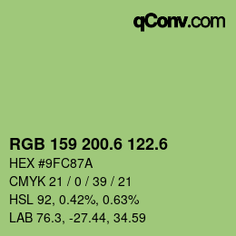 カラーコード: RGB 159 200.6 122.6 | qconv.com