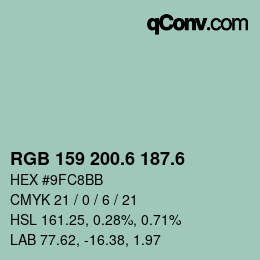 カラーコード: RGB 159 200.6 187.6 | qconv.com