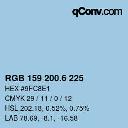 カラーコード: RGB 159 200.6 225 | qconv.com