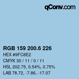 カラーコード: RGB 159 200.6 226 | qconv.com