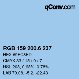 カラーコード: RGB 159 200.6 237 | qconv.com