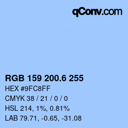 カラーコード: RGB 159 200.6 255 | qconv.com