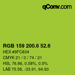 カラーコード: RGB 159 200.6 52.6 | qconv.com