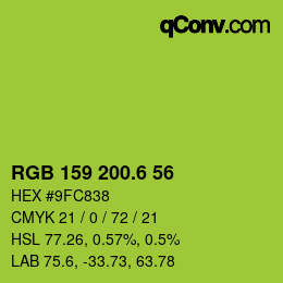 カラーコード: RGB 159 200.6 56 | qconv.com