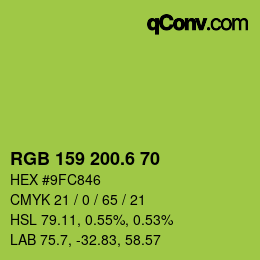 カラーコード: RGB 159 200.6 70 | qconv.com