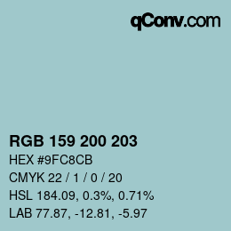 Farbcode: RGB 159 200 203 | qconv.com