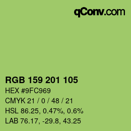 カラーコード: RGB 159 201 105 | qconv.com
