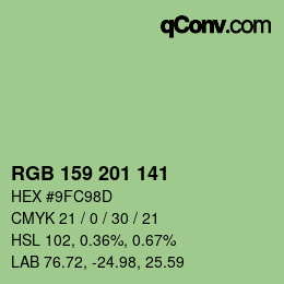 Color code: RGB 159 201 141 | qconv.com