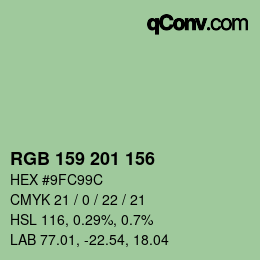 カラーコード: RGB 159 201 156 | qconv.com