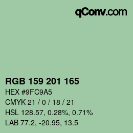 Farbcode: RGB 159 201 165 | qconv.com