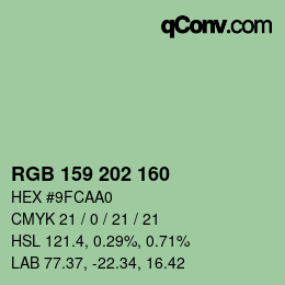 カラーコード: RGB 159 202 160 | qconv.com