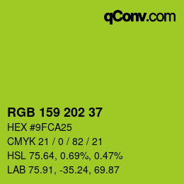 カラーコード: RGB 159 202 37 | qconv.com