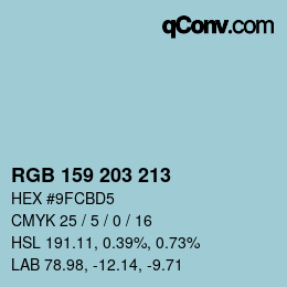 Color code: RGB 159 203 213 | qconv.com