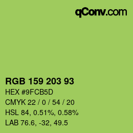 Código de color: RGB 159 203 93 | qconv.com