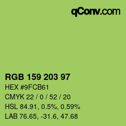 Color code: RGB 159 203 97 | qconv.com